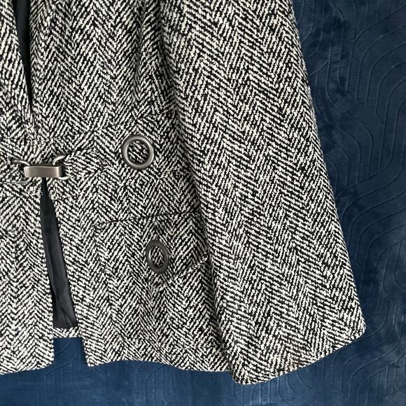 Susan Bristol Tweed Wool Blend Gray Black Snap Blazer Coat Womans Size Small‎ - Picture 2 of 7